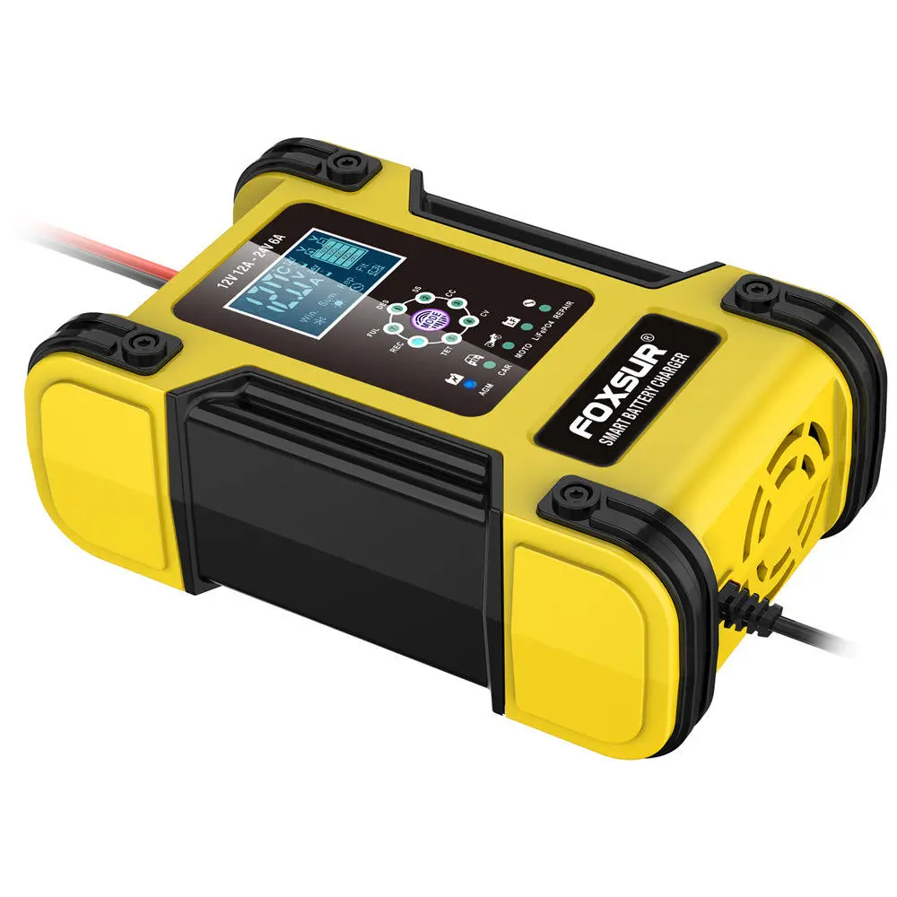 12V 24V 12A 7 сегментті интеллектуалды қорғасын-қышқылды аккумуляторды зарядтау құрылғысы