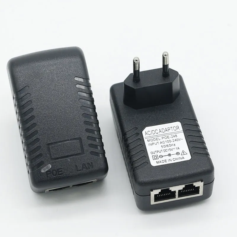 15V 1A қабырғаға аспалы еуро штепсельдік Ethernet POE инжекторы