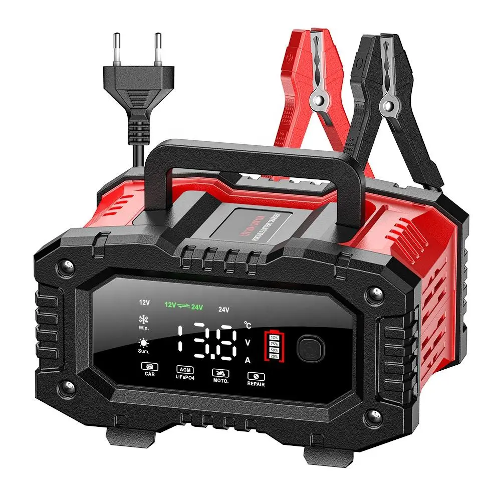 24V 10A интеллектуалды автомобиль мотоциклінің импульстік аккумуляторын жөндеуге арналған зарядтағыш