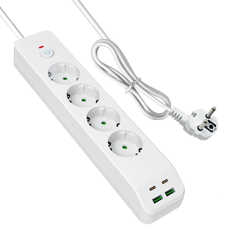 4 айнымалы ток және 4 USB арқылы жылдам зарядталатын EU қуат жолағы